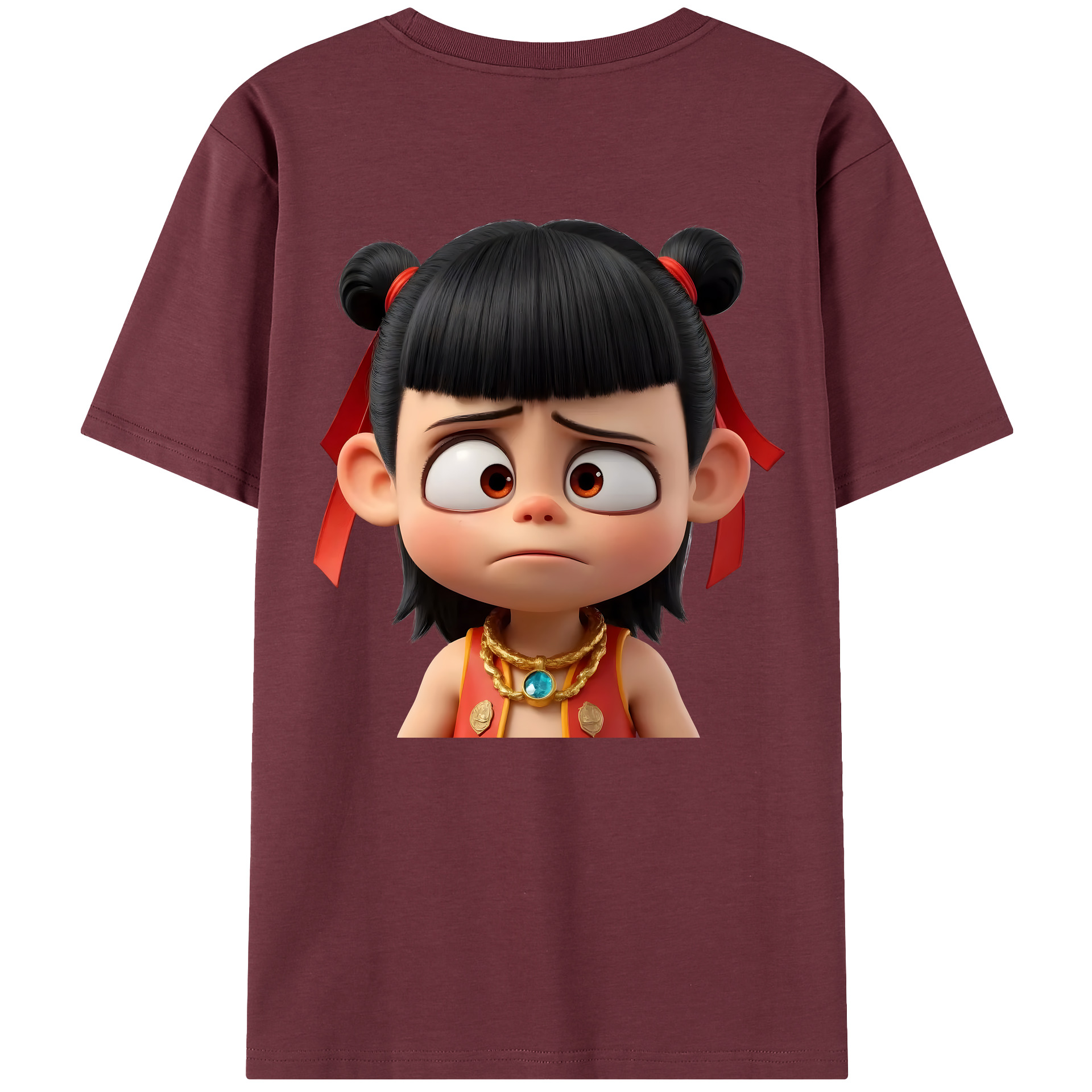 （画像用） Ne Zha 2 ナタ 魔童の大暴れ 綿100％半袖Tシャツ（背面プリント）